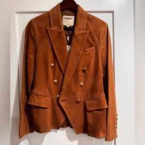 NWT L’AGENCE suede Blazer size 2 in Cognac